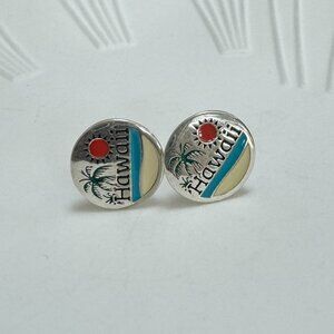 Hawaii Beach Earrings S925 Sterling Silver Stud Earrings Handmade
